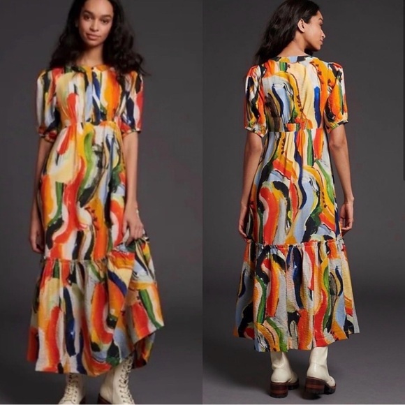 Anthropologie Dresses & Skirts - Anthropologie Maeve Suzannah Colorful Printed
V Neck Maxi Dress, small